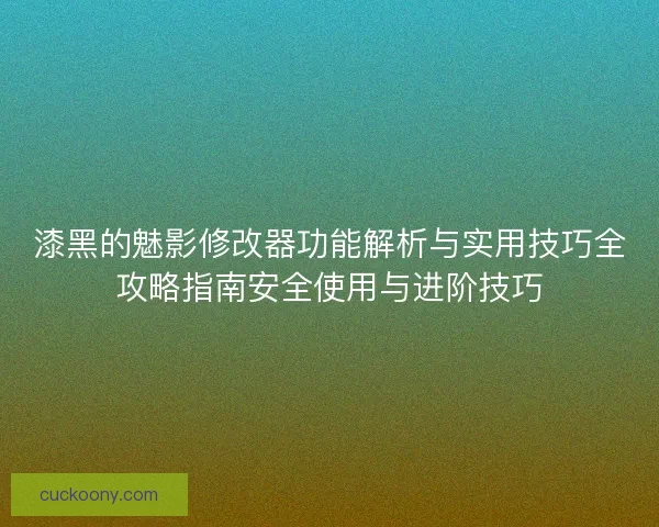 漆黑的魅影修改器功能解析与实用技巧全攻略指南安全使用与进阶技巧